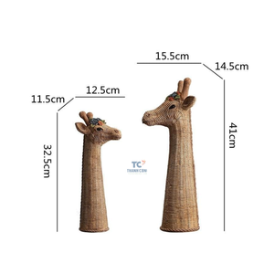 Estatua de jirafa de ratán de estilo nórdico, muebles creativos para el hogar, decoración artesanal para sala de estar, escultura de canework - Product Image 4
