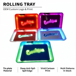 Bandeja Rodante LED de Colores Mixtos con Logotipo Personalizado, Bandeja de Servicio de Plástico con Luz LED para Mayoristas de Accesorios para Fumadores - Product Image 1