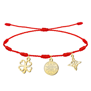 Bracciale portafortuna e protettivo oro acciaio inox 7 nodi con nodo di strega e Tetragrammaton Charm Fine amuleto - Product Image 1