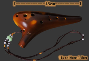 Ocarina en céramique jaune ambre à 12 trous, modèle Alto C AC, instrument à vent folklorique de fabrication artisanale pour l'enseignement musical - Vente en gros usine - Product Image 6