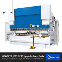 Prensa Plegadora Hidráulica Semiautomática CNC Sincronizada GRWE67K-160T 160 Toneladas 6000mm Acero Inoxidable Bomba de Motor Delem DA-66T