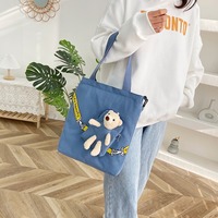 Nouveau design gros grands sacs à bandoulière shopping livre d'étudiant sac d'école fille ours sac à dos toile sac fourre-tout