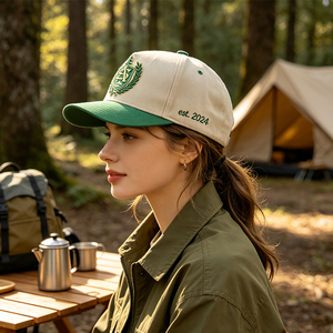 Casquette Snapback à visière plate bicolore verte, broderie Forest Nature Alpine Summit Club Laurel Pine Shield, pour l'extérieur et la montagne - Product Image 4