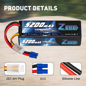 Zeee 11.1V 3S 80C 5200mAh 하드 케이스 <span class=keywords><strong>Lipo</strong></span> 배터리 EC3 커넥터 RC 자동차 보트 트럭 레이싱 모델 - Product Image 3