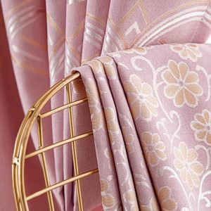 Lusso europeo rosa floreale testurizzato Jacquard 85% <span class=keywords><strong>tende</strong></span> oscuranti pannelli termici per soggiorno ragazze decorazione camera da letto - Product Image 3