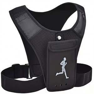 Fitness Running Multi-functional Mobile Phone Holder Bags Portable Hydration <b>Black</b> Reflective Running <b>Vest</b> for <b>Men</b> and Women - Product Image 3
