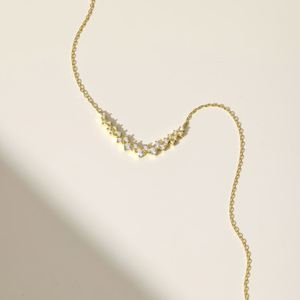 Collar Dylam Elegante y Delicado de Plata de Ley Maciza con Baño de Rodio y Oro de 18K, Cadena de Eslabones con Colgante en Forma de Barra de Circonita Cúbica 5A - Product Image 6
