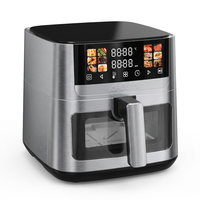 Friteuse à air commerciale AOJA 10L 2200W en acier inoxydable avec écran tactile couleur, chauffage supérieur et inférieur, équipement de cuisine pour restaurant