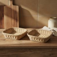 Panier en plastique tissé à la main, panier à pain en saule naturel, panier de service, panier de rangement pour la maison, la cuisine, le restaurant