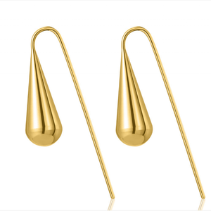 Trang Sức Sang Trọng Bông Tai Toòng Teng Giọt Nước Mắt Mạ Vàng 18K Bông Tai Vàng Thép Không Gỉ Chunky - Product Image 6