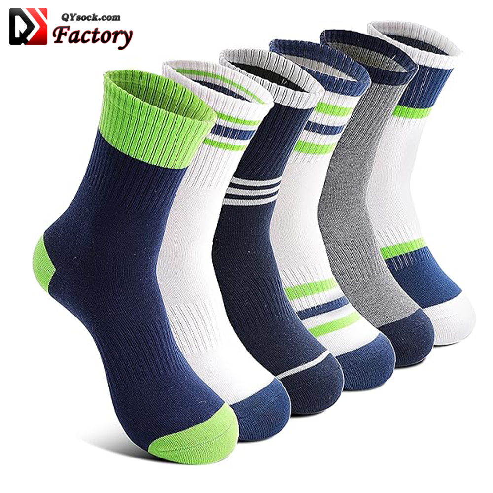 High Quality Boy's Sports Socks Embroidered Design Sublimation Print Black White Terry Sole Cycling Football Socks