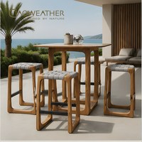 Mobilier d'extérieur Ensemble de bar de jardin Tables et chaises de bar de restaurant Ensemble de meubles de bar en aluminium et bois de teck pour salle à manger
