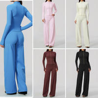 Sunquest Dames Yoga Sport 2-delige Set Ritsjas Wijde Pijpen Broek Gym Pilates Running Fitness Kleding Activewear Sets Op Maat