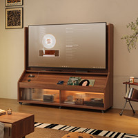 Meuble TV convertible mobile en bois massif, style rétro, moderne et minimaliste, de luxe léger, haut de gamme, pour petit salon ou chambre à coucher