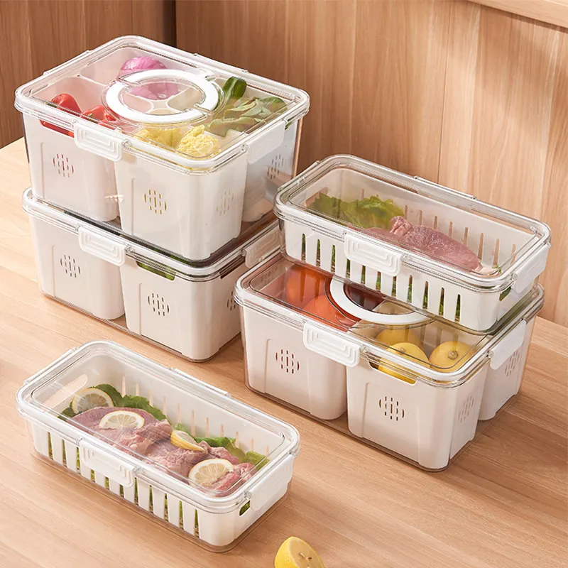 공장 직접 공급 냉장고 저장 상자 냉장고 서랍 스택 명확한 플라스틱 포장 용기 식품 저장 상자