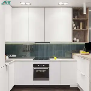 Ais Cabinet Kitchen Design moderno Ready Made mobili per la casa cucina armadio da cucina modulare in Pvc con piano di lavoro in quarzo