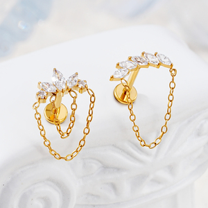 Toposh Jewelry G23 ASTM F136 Piercing de Nariz de titanio Anillo de labret sin rosca clásico Pendientes de tuerca con curva trasera plana para mujer - Product Image 3