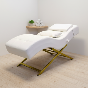 Fauteuil esthétique électrique de luxe pour cils et visage à 4 moteurs avec chauffage, inclinaison et surmatelas en mousse à mémoire de forme - Product Image 1