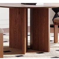 Ensemble table et chaises de salle à manger en bois massif moderne avec table ronde en pierre de porcelaine calcaire, durable et stable pour les petites maisons