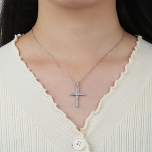 Factory Wholesale Eco-friendly Copper 14k Gold Filled Micro Insert Zircon Jewelry Trendy <b>Cross</b> Pendant Necklace for Women - Product Image 5