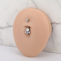 Anneau de nombril en acier inoxydable à filetage interne, personnalisé, de marque, avec strass perforés, pour piercing d'ombligo, vente en gros