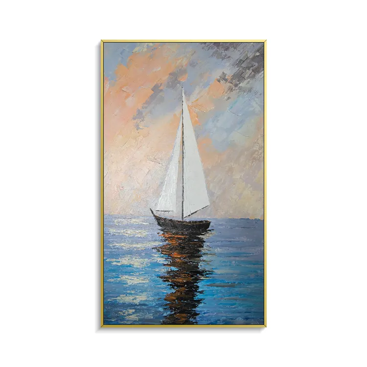 China contemporary art oil paintings abstract competitive price sailing boat abstract painting canvas wall art