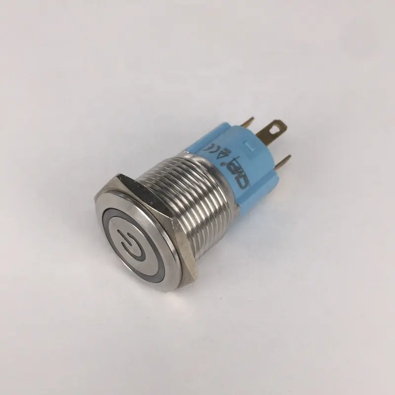 12 V LED-Schalter mit Druckknopf MP016S/F11-D momentan selbstschließender Ring beleuchtet max 3 A Kunststoff Metall