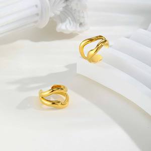 Orecchini a Doppia Linea Novirassine in Acciaio Inossidabile Placcato Oro 18K, Gioielli da Donna Senza Piercing, Orecchini a Clip Impermeabili - Product Image 4