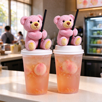 Ours en peluche décoratif pour tasse, en coton PP doux, jouet ours assis Kawaii pour tasses à café, lait, thé, présentation en magasin et cadeau souvenir