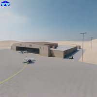 Hangar préfabriqué en acier Q355B à portée libre de 60 m, galvanisé à chaud, pour le stockage de jets privés au Nigeria