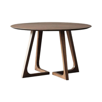Table à manger scandinave moderne du milieu du siècle en bois massif avec pieds en V en noyer, diamètre 35 pouces, mobilier de maison