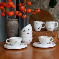 Ensemble de tasses en céramique et porcelaine nordiques modernes, mignonnes et écologiques, réutilisables, avec soucoupe et anse, compatibles micro-ondes et lave-vaisselle