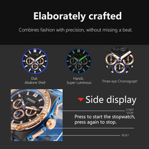 Montres de luxe lumineuses 10ATM élégantes et résistantes à l'eau Montres économiques Fashion <span class=keywords><strong>Chrono</strong></span> Japan VD53 Montres analogiques à quartz - Product Image 5