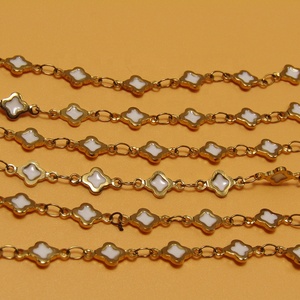 Chaîne en acier inoxydable tendance, chaîne à perles émaillées, chaîne dorée <span class=keywords><strong>au</strong></span> mètre pour bracelet, collier, accessoires de fabrication de bijoux DIY - Product Image 6