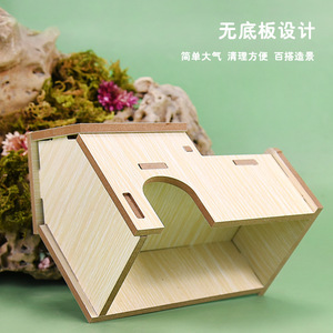 บ้านแฮมสเตอร์ไม้พร้อมสไลเดอร์ ที่หลบภัยสำหรับสัตว์เลี้ยง ทนทานต่อการกัดแทะ เฟอร์นิเจอร์สำหรับสัตว์ขนาดเล็ก - Product Image 5
