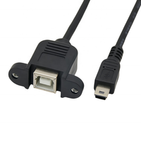 Prise femelle USB 2.0 B vers mini câble mâle USB 5 p 5 broches câbles de données blindés pour appareil photo et imprimante d'ordinateur montage sur panneau