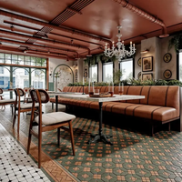 Table et chaise de café modernes, banquette de restaurant rapide, mobilier de salle à manger en cuir PU écologique
