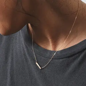 Customized Cross-border Fashion Jewelry Wholesale - Women's Stainless Steel Necklaces with Simple Geometric Rectangle Pendant