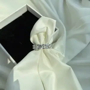 Anel de noivado feminino, material de prata esterlina 925 zircônia cúbica