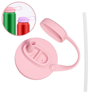 Luftdichte, Staubdichte und Auslaufsichere Wiederverwendbare Silikon-Getränkedosendeckel mit Strohhalm, Dosendeckel mit Griff, Getränkeabdeckung - Product Image 1