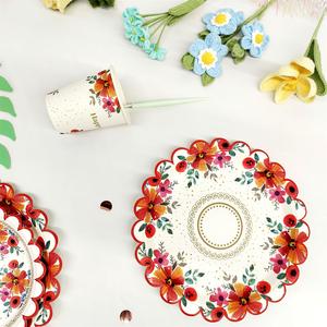 ชุดจานชามกระดาษลายดอกไม้ DAMAI สำหรับงานเลี้ยง งานวันเกิดเด็ก ชุดอุปกรณ์จัดงานเลี้ยงน้ำชา จานกระดาษรูปดอกไม้ ถ้วยกระดาษ - Product Image 3