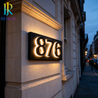Plaque de Numéro de Maison LED Extérieure Personnalisée pour Cour, Jardin, Villa, Portail – Plaque d'Adresse Moderne en Acier Inoxydable Rétroéclairée