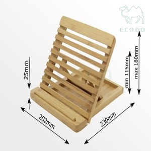 Adjustable Reading Workbook Natural Bamboo Office Desk Organizer <b>Tablet</b> iPad Display Stand Book <b>Holder</b> with 4 Angles - Product Image 5