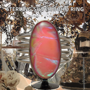 Bague Statement Bohème en Argent Sterling 925 Fait Main avec Corail Taille Ovale pour Mariage, Fiançailles, Anniversaire, Cadeau, Promesse, Fête, Unisexe - Product Image 2
