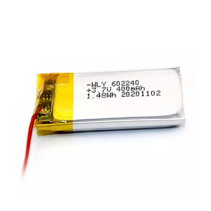 공장 공급 602240 리튬 폴리머 <span class=keywords><strong>Lipo</strong></span> 배터리 맞춤형 3.7 볼트 1.48Wh 400mAh 리튬 이온 배터리