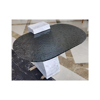 Plateau de table en verre fusionné ovale rond gris Euro, verre texturé ondulé Kasumi Nashiji, table basse en verre fusionné, comptoir en verre moulé à chaud