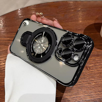 Funda Magnética de TPU de Lujo Anticaídas y Antigolpes para iPhone 16 Pro Max con Soporte Electrochapado, Accesorio Móvil