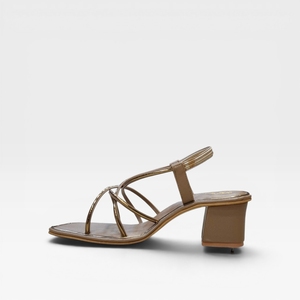 Elegant Beige Strappy Block Heel <b>Sandals</b> for Women Open Toe Fashion Footwear Party Wear Casual Comfortable Heels - Product Image 4