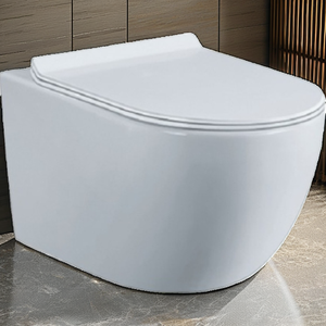 <span class=keywords><strong>Toilette</strong></span> hygiénique moderne monobloc en céramique suspendue au mur avec réservoir dissimulé P-Trap Drainage pour hôtels - Product Image 3