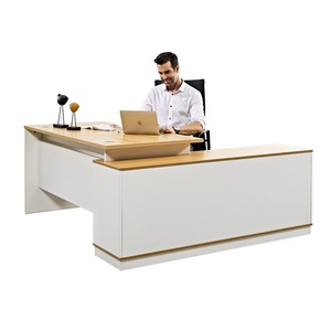 Panel Wood Style L-Shape Modern Executive <b>Desk</b> Office <b>Table</b> - Product Image 2